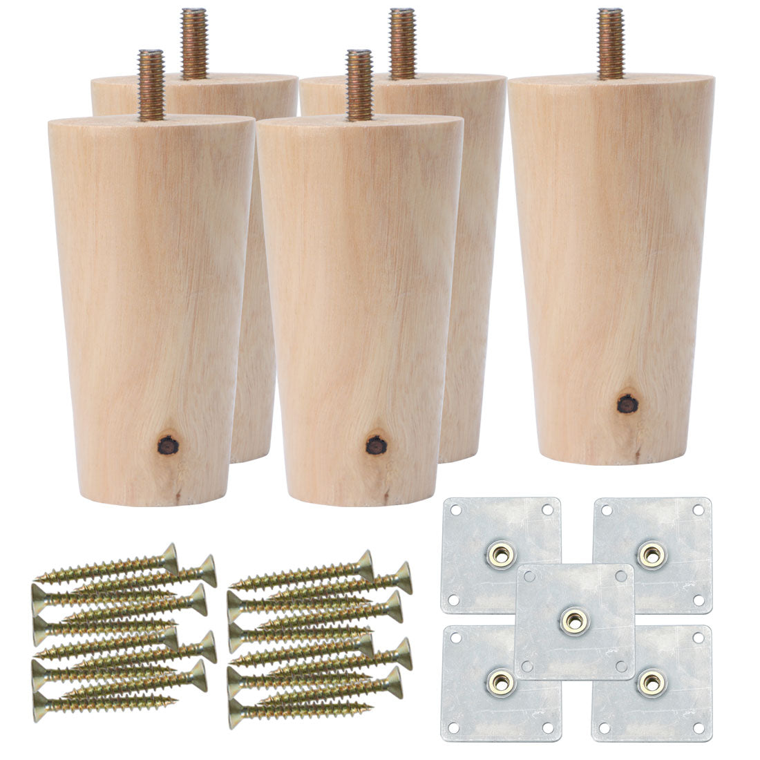 uxcell Uxcell Round Solid Wood Furniture Leg Desk Feet Adjuster Replacement Set of 5