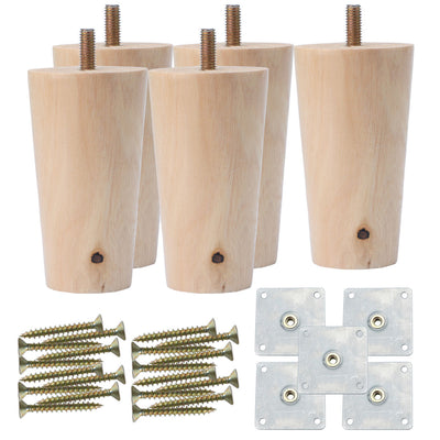 Harfington Uxcell Round Solid Wood Furniture Leg Desk Feet Adjuster Replacement Set of 5