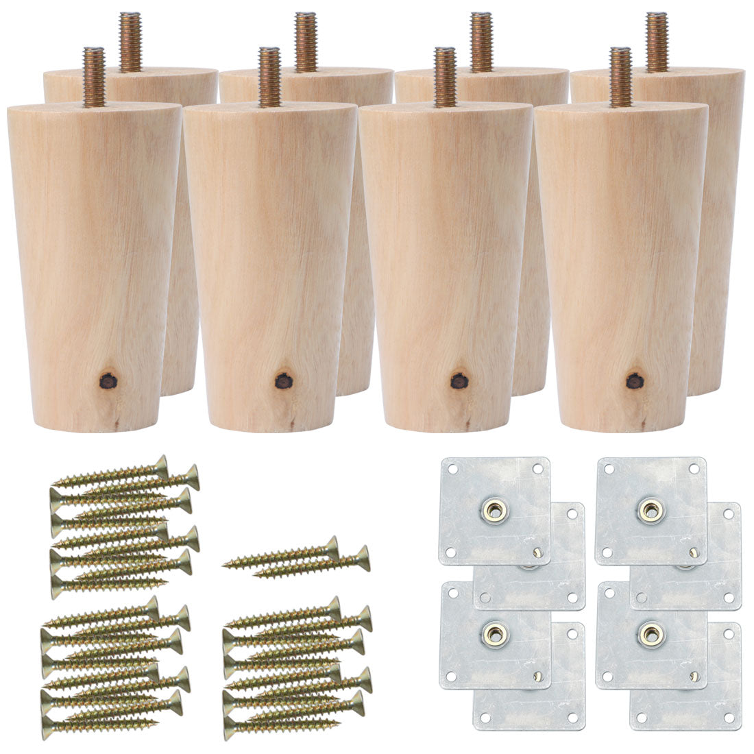 uxcell Uxcell 3" Round Solid Wood Furniture Leg Table Desk Feet Adjuster Replacement Set of 8