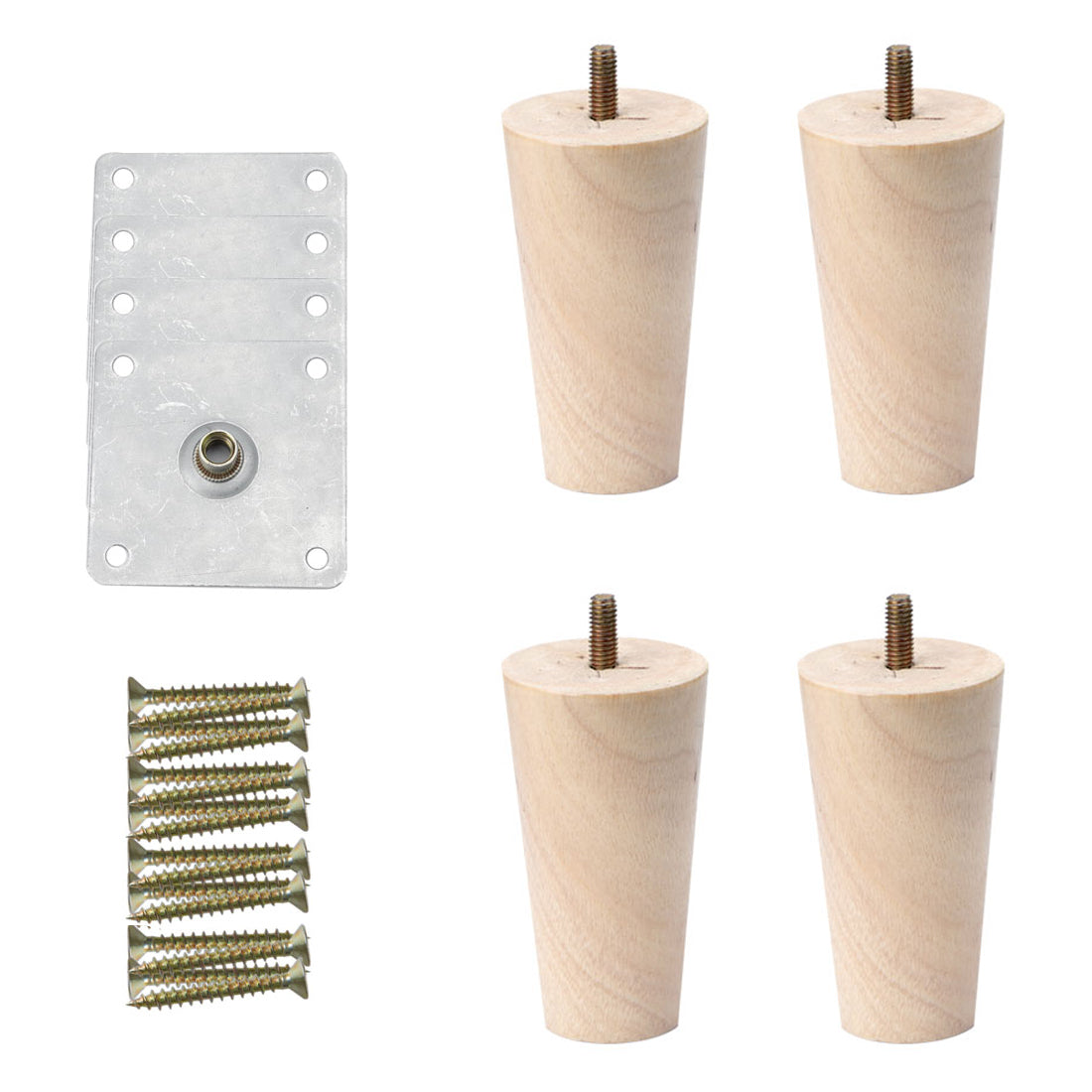 uxcell Uxcell 6" Round Solid Wood Furniture Leg Table Desk Feet Adjuster Replacement Set of 4