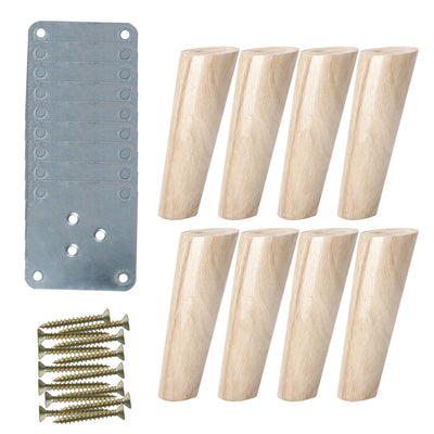 Harfington Uxcell 4" Solid Wood Furniture Leg Chair Table Sofa Feet Replacement Adjuster Set of 8