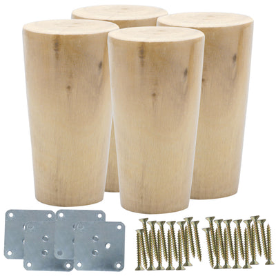 Harfington Uxcell Round Wood Furniture Leg Chair Sofa Feet Replacement Set of 4