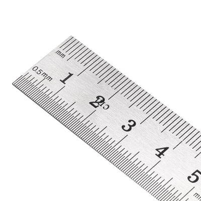 Harfington Uxcell Stainless Steel Ruler 6-inch (15cm) Straight Ruler Inches and Metric Scale