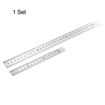 Harfington Uxcell Stainless Steel Rulers set (6,12,inch) Straight Ruler Inches and Metric Scale