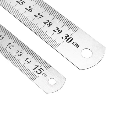 Harfington Uxcell Stainless Steel Rulers set (6,12,inch) Straight Ruler Inches and Metric Scale