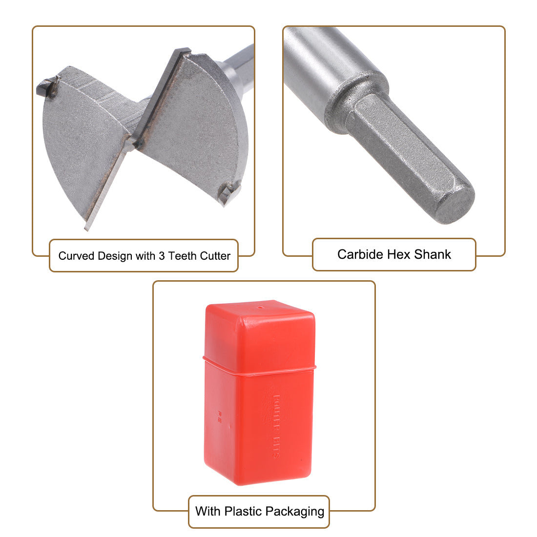 Forstner Wood Boring Drill Bits Hole Saw Carbide Tip Hexagon Shank ...