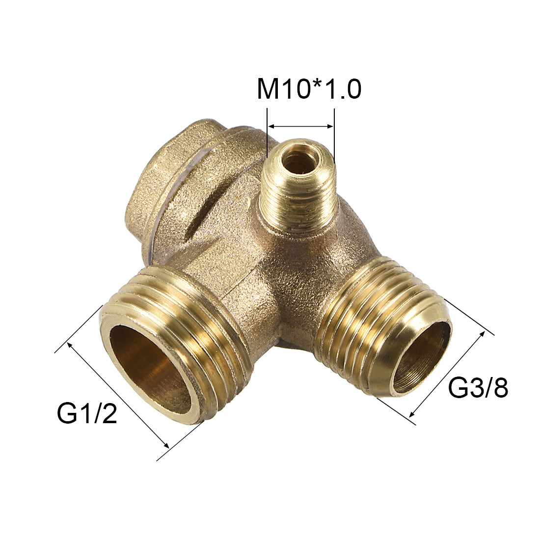 uxcell Uxcell Air Compressor Check Valve 90 Degree Right Threaded Brass 3/8PTx1/2PTxM10