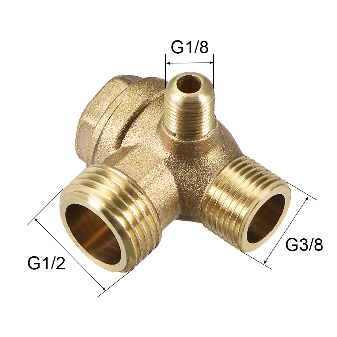 uxcell Uxcell Air Compressor Check Valve 90 Degree Male Threaded Brass 3/8PTx1/2PTxM10