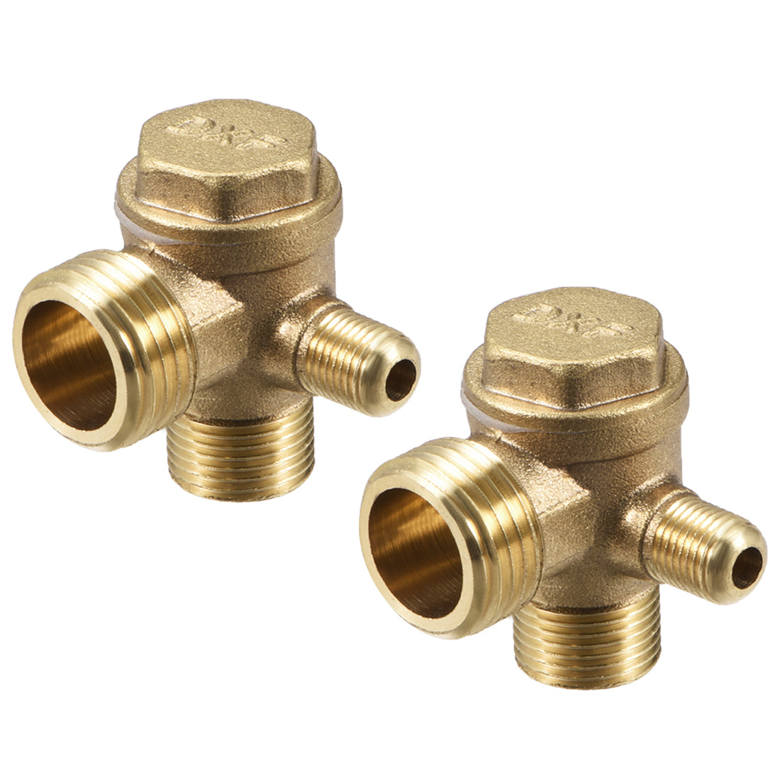 uxcell Uxcell Air Compressor Check Valve 90 Degree Male Threaded Brass 3/8PTx1/2PTxM10 2Pcs