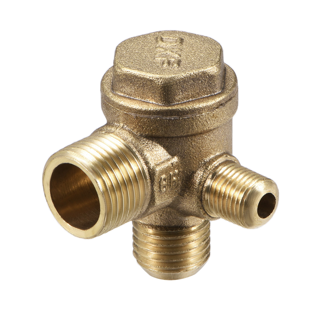 uxcell Uxcell Air Compressor Check Valve 90 Degree Male Threaded Brass M10xM14xPT3/8