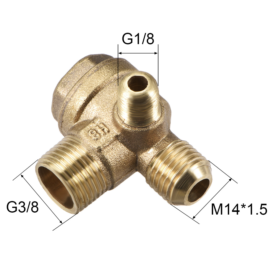 uxcell Uxcell Air Compressor Check Valve 90 Degree Male Threaded Brass M10xM14xPT3/8 2Pcs
