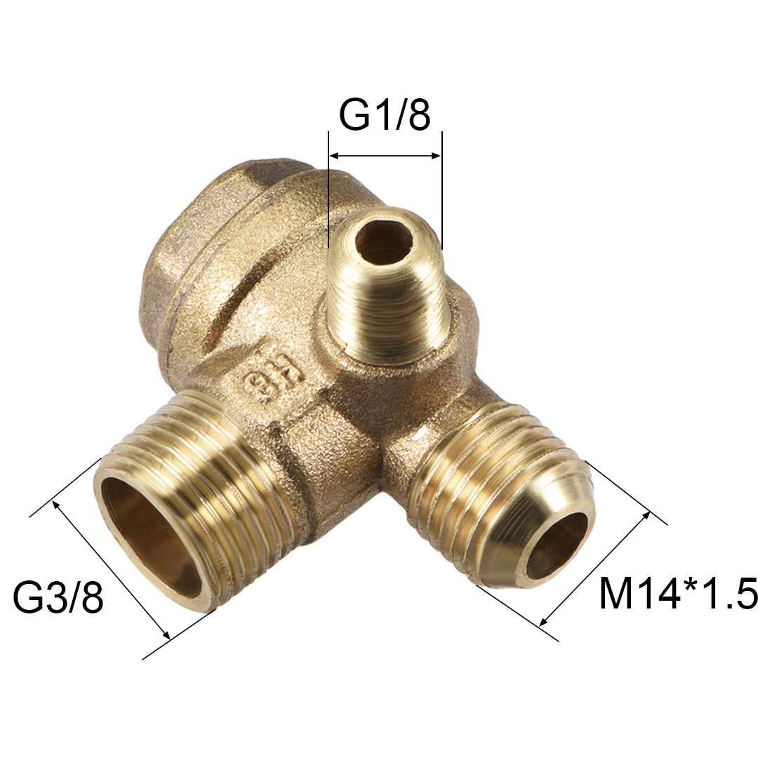 uxcell Uxcell Air Compressor Check Valve 90 Degree Male Threaded Brass M10xM14xPT3/8 3Pcs