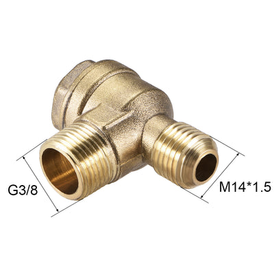 Harfington Uxcell Air Compressor Check Valve 90 Degree Male Threaded Brass Connector PT3/8" x M14