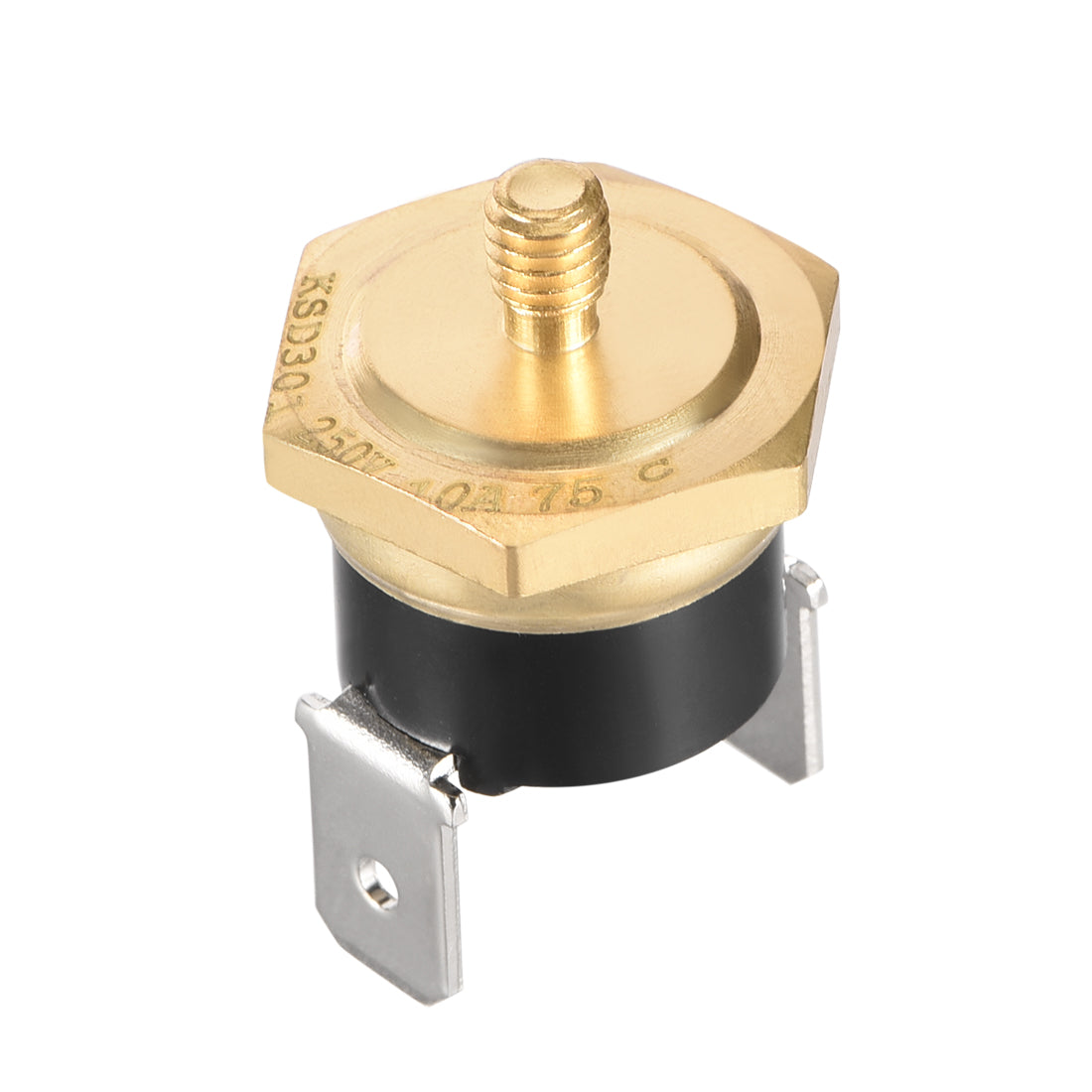 uxcell Uxcell KSD301 Thermostat, Temperature Control Switch 75°C Copper M4 Normally Closed N.C 10A