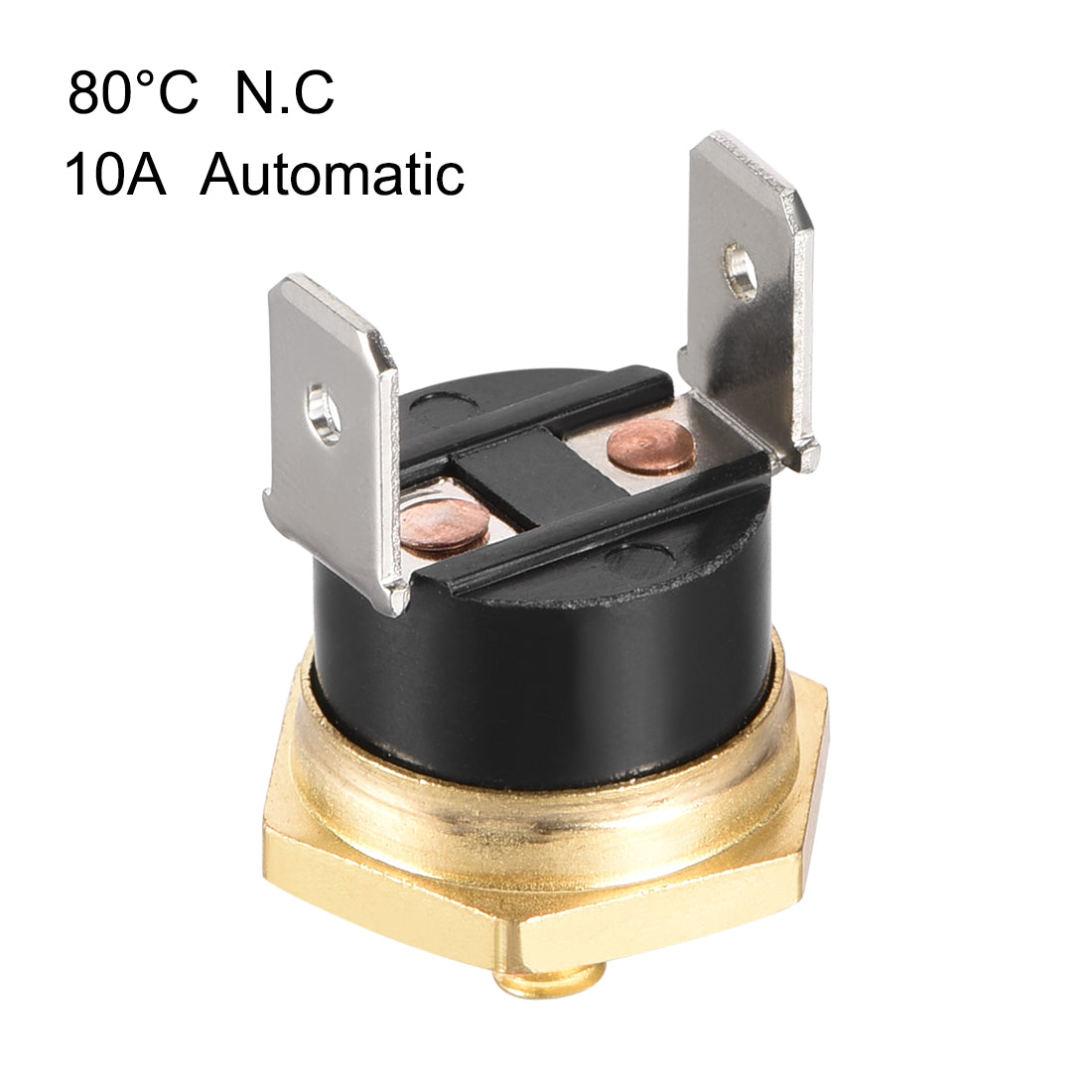 uxcell Uxcell KSD301 Thermostat, Temperature Control Switch 80°C Copper M4 Normally Closed N.C 10A Screw Mount