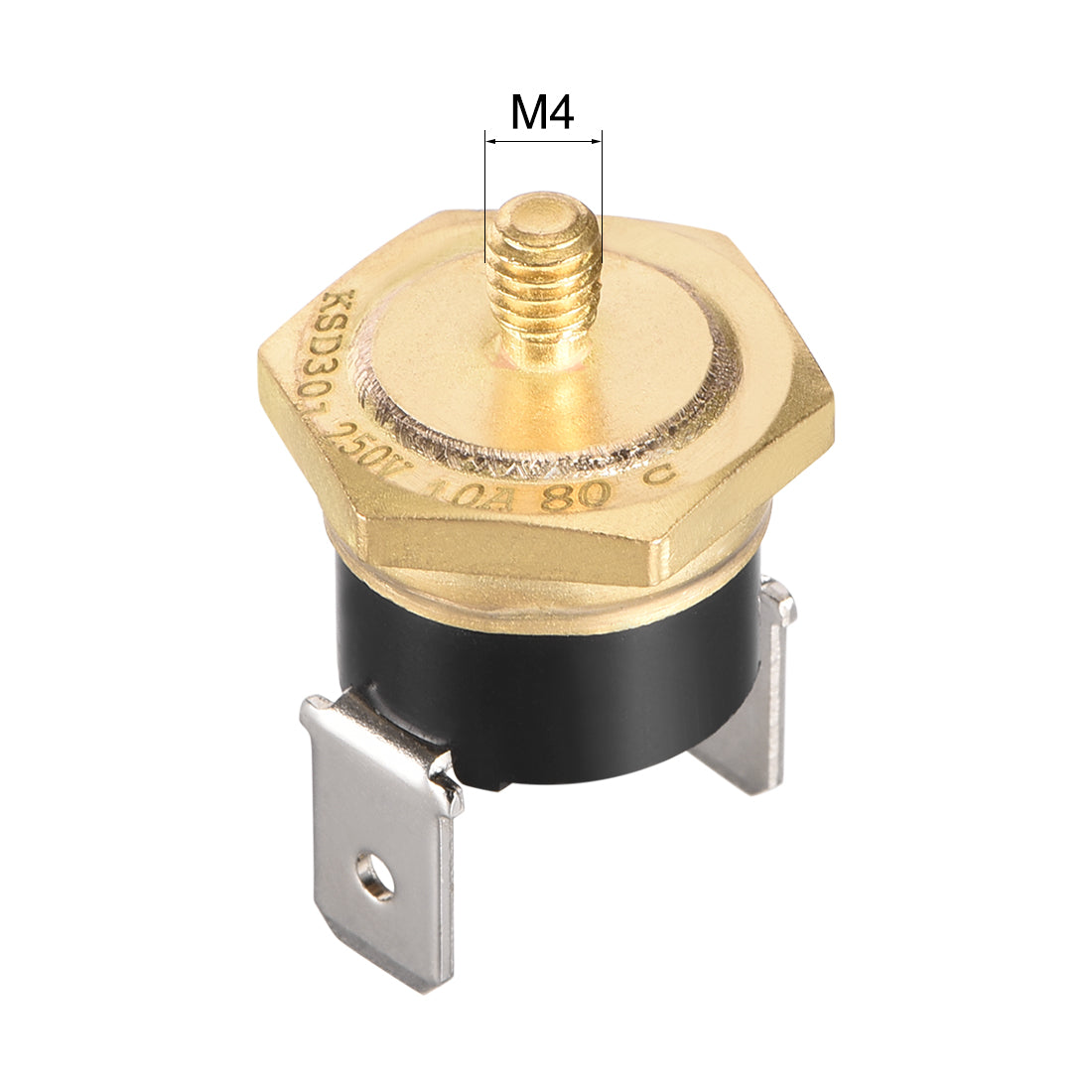 uxcell Uxcell KSD301 Thermostat, Temperature Control Switch 80°C Copper M4 Normally Closed N.C 10A Screw Mount