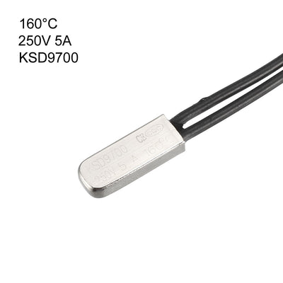 Harfington Uxcell KSD9700 Thermostat, 160℃ N.C 5A Metal Bimetal Temperature Control Switch 2pcs