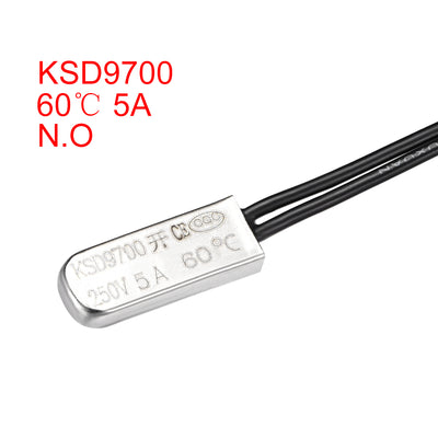 Harfington Uxcell KSD9700 Thermostat, 60℃ N.O 5A Metal Bimetal Temperature Control Switch 2pcs