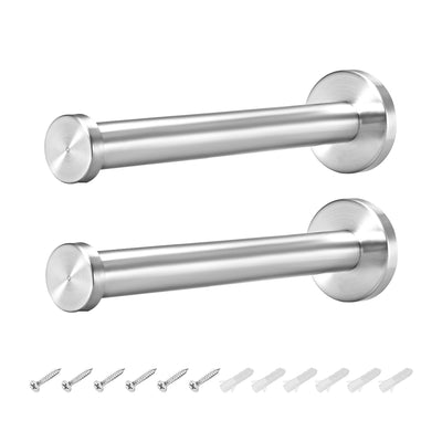 uxcell Uxcell 2Pcs Wall Mounted Hook Robe Hooks Single Towel Hanger With Screws, Stainless Steel, (5.79Inch, Silver)