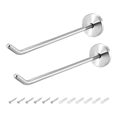 uxcell Uxcell 2Pcs Wall Mounted Hook Robe Hooks Single Towel Hanger With Screws, Stainless Steel, (7.48Inch, Silver)