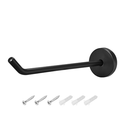 uxcell Uxcell 1Pcs Wall Mounted Hook Robe Hooks Single Towel Hanger With Screws, Stainless Steel, (7.67Inch, Black)