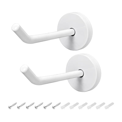 uxcell Uxcell 2Pcs Wall Mounted Hook Robe Hooks Single Towel Hanger With Screws, Stainless Steel, (1.77Inch, White)
