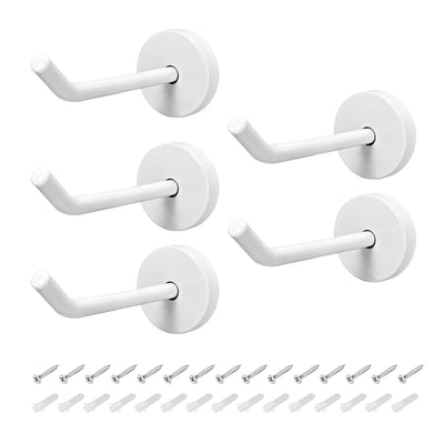 uxcell Uxcell 5Pcs Wall Mounted Hook Robe Hooks Single Towel Hanger With Screws, Stainless Steel, (1.77Inch, White)