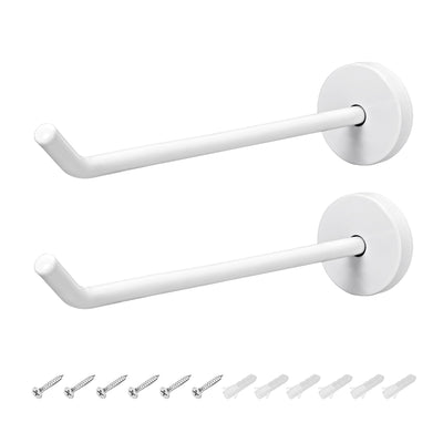 uxcell Uxcell 2Pcs Wall Mounted Hook Robe Hooks Single Towel Hanger With Screws, Stainless Steel, (7.67Inch, White)