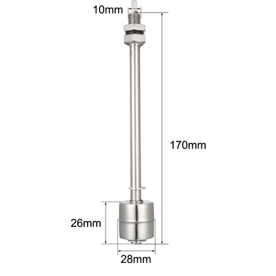 Harfington Uxcell Stainless Steel Float Switch 170mm Fish Tank Vertical Water Level Sensor