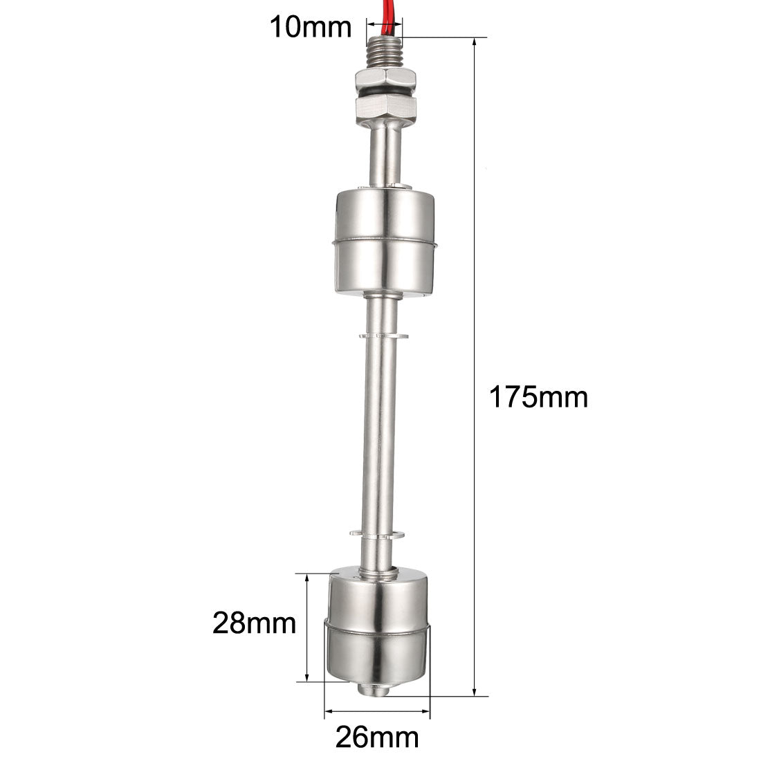 uxcell Uxcell Stainless Steel Dual Ball Float Switch 175mm/6.89inch Tank Vertical Water Level Sensor