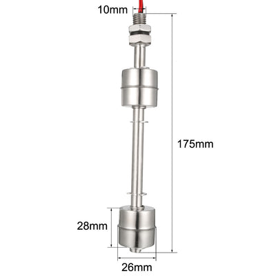 Harfington Uxcell Stainless Steel Dual Ball Float Switch 175mm/6.89inch Tank Vertical Water Level Sensor