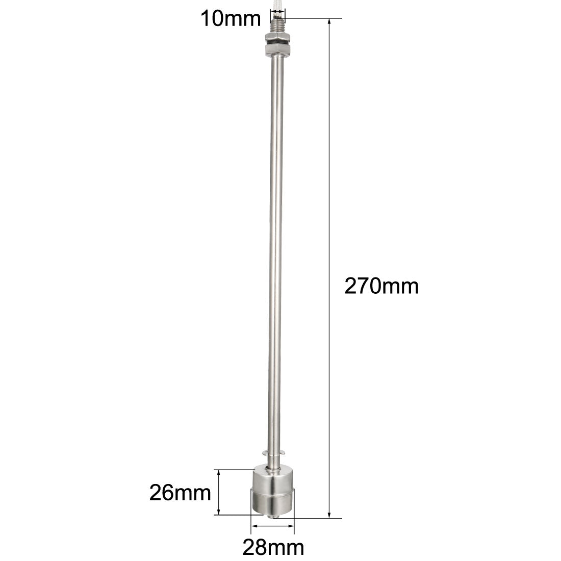 uxcell Uxcell 2PCS Stainless Steel Float Switch 270mm Fish Tank Vertical Water Level Sensor