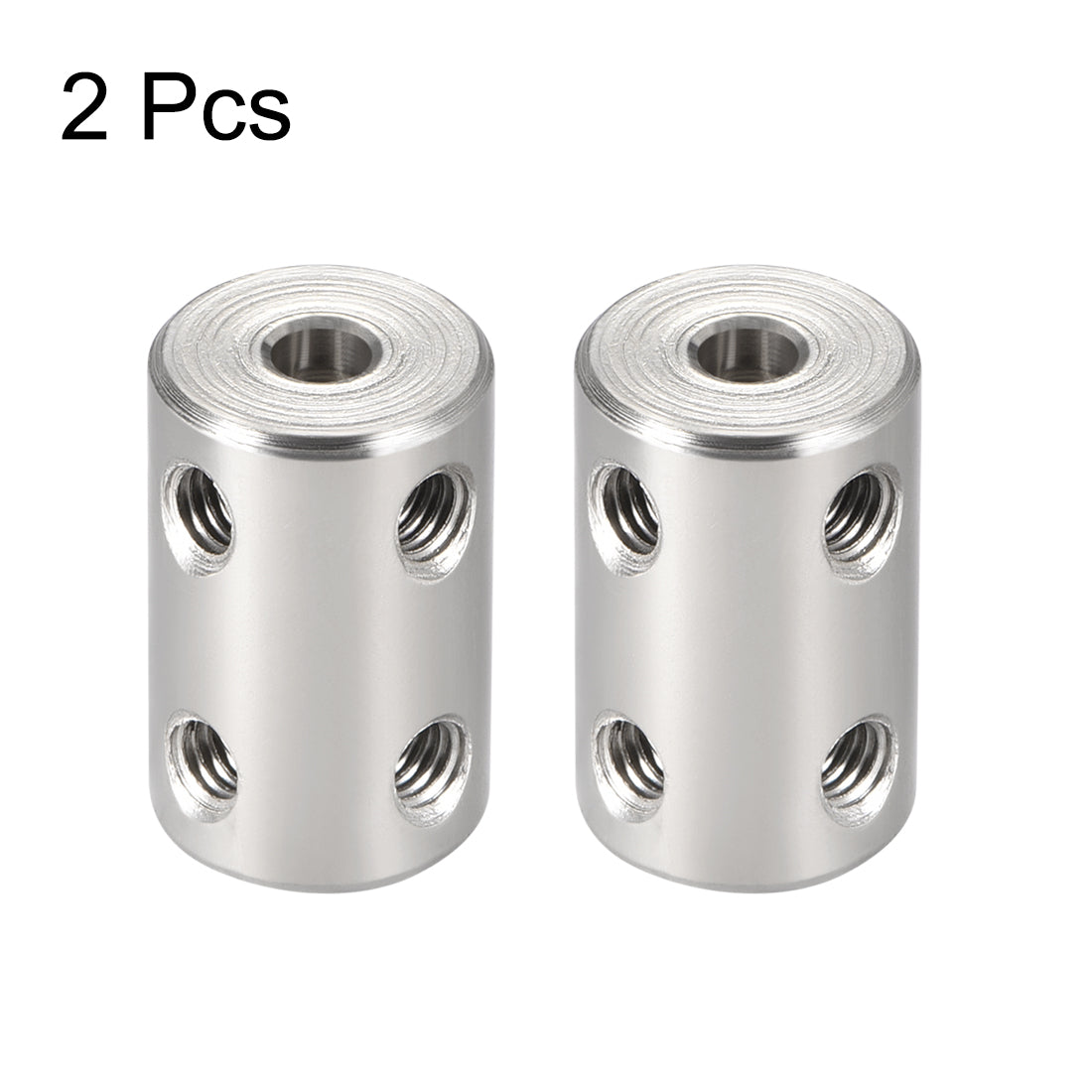 uxcell Uxcell Shaft Coupling 4mm to 4mm Bore L22xD14 Robot Motor Wheel Rigid Coupler Connector Silver Tone 2 Pcs
