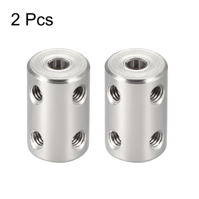 Harfington Uxcell Shaft Coupling 4mm to 4mm Bore L22xD14 Robot Motor Wheel Rigid Coupler Connector Silver Tone 2 Pcs