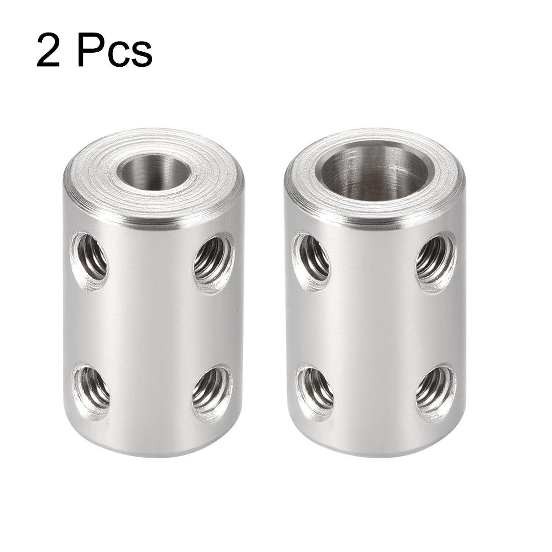 uxcell Uxcell Shaft Coupling 5mm to 8mm Bore L22xD14 Robot Motor Wheel Rigid Coupler Connector Silver Tone 2 PCS