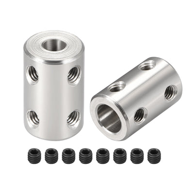 uxcell Uxcell Shaft Coupling 5mm to 8mm Bore L22xD14 Robot Motor Wheel Rigid Coupler Connector Silver Tone 2 PCS