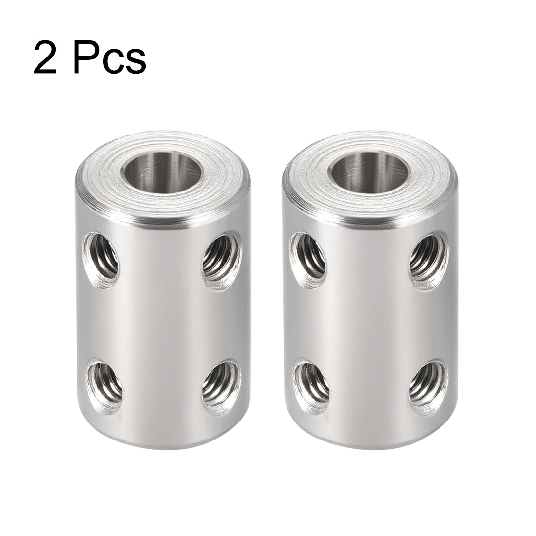 uxcell Uxcell Shaft Coupling 6mm to 6mm Bore L22xD14 Robot Motor Wheel Rigid Coupler Connector Silver Tone 2 Pcs