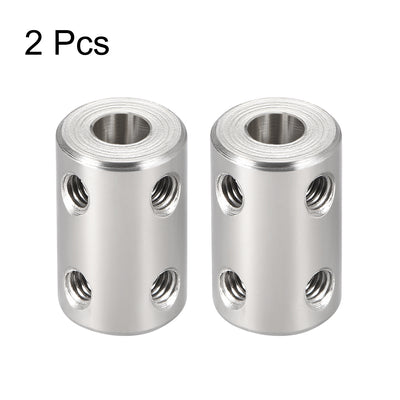 Harfington Uxcell Shaft Coupling 6mm to 6mm Bore L22xD14 Robot Motor Wheel Rigid Coupler Connector Silver Tone 2 Pcs