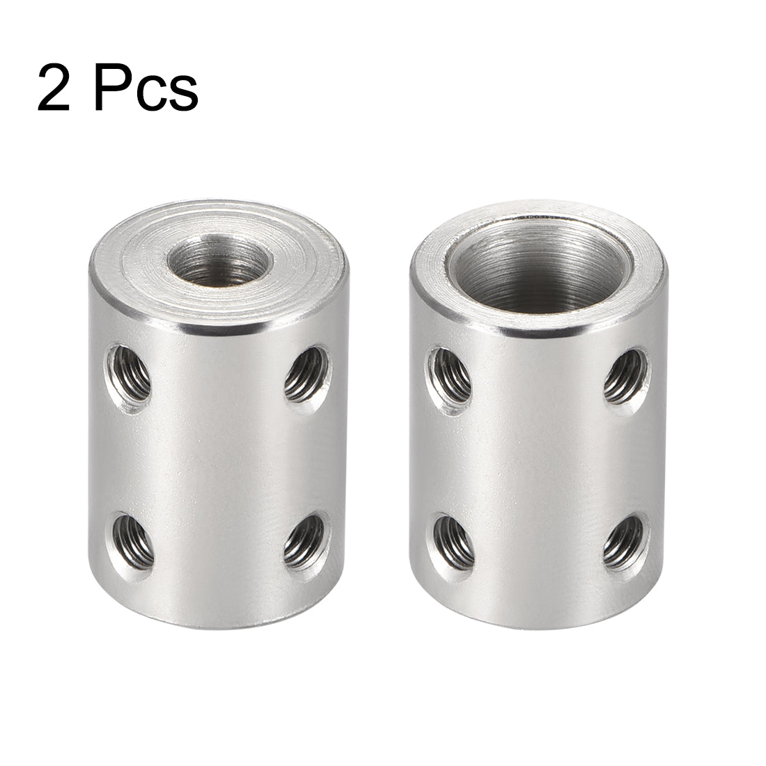 uxcell Uxcell Shaft Coupling 6mm to 10mm L22xD16 Robot Motor Wheel Rigid Coupler Connector Silver Tone 2 PCS