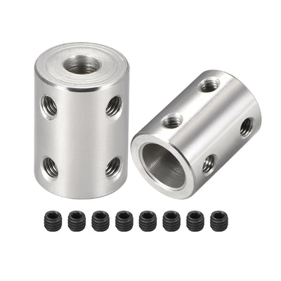 Harfington Uxcell Shaft Coupling 6mm to 10mm L22xD16 Robot Motor Wheel Rigid Coupler Connector Silver Tone 2 PCS
