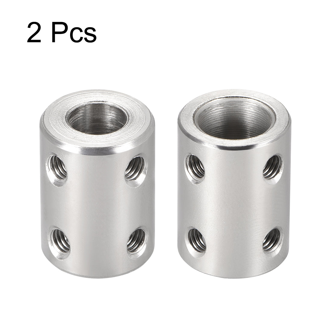 uxcell Uxcell Shaft Coupling 8mm to 10mm L22xD16 Robot Motor Wheel Rigid Coupler Connector Silver Tone 2 Pcs