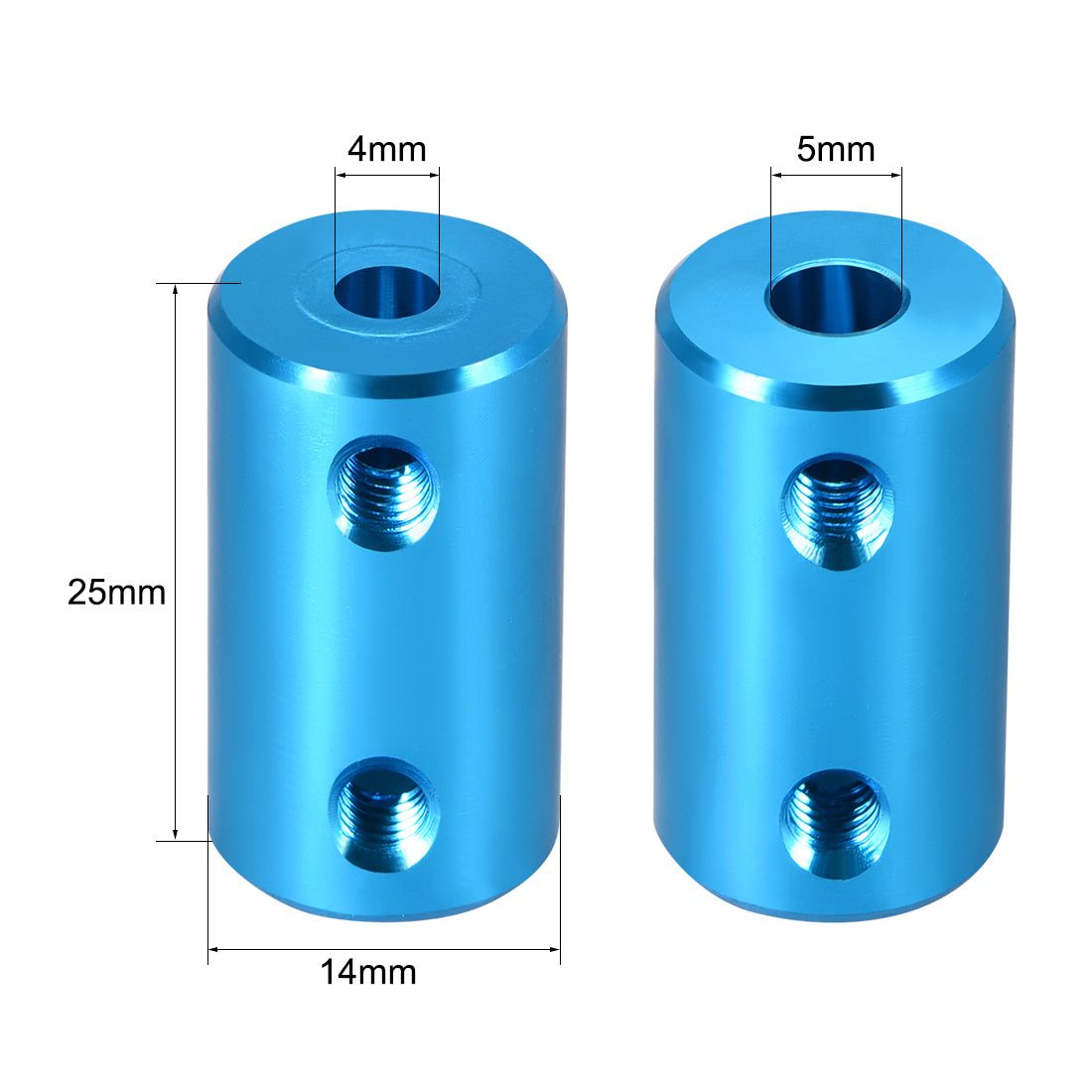 uxcell Uxcell Shaft Coupling 4mm to 5mm Bore L25xD14 Robot Motor Wheel Rigid Coupler Connector Blue 2Pcs