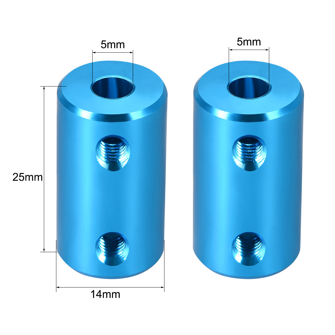 uxcell Uxcell Shaft Coupling 5mm to 5mm Bore L25xD14 Robot Motor Wheel Rigid Coupler Connector Blue 2 PCS