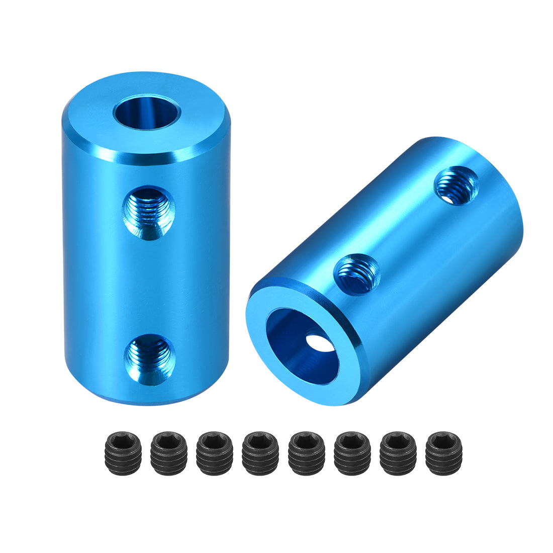 uxcell Uxcell Shaft Coupling 5mm to 8mm Bore L25xD14 Robot Motor Wheel Rigid Coupler Connector Blue 2 Pcs