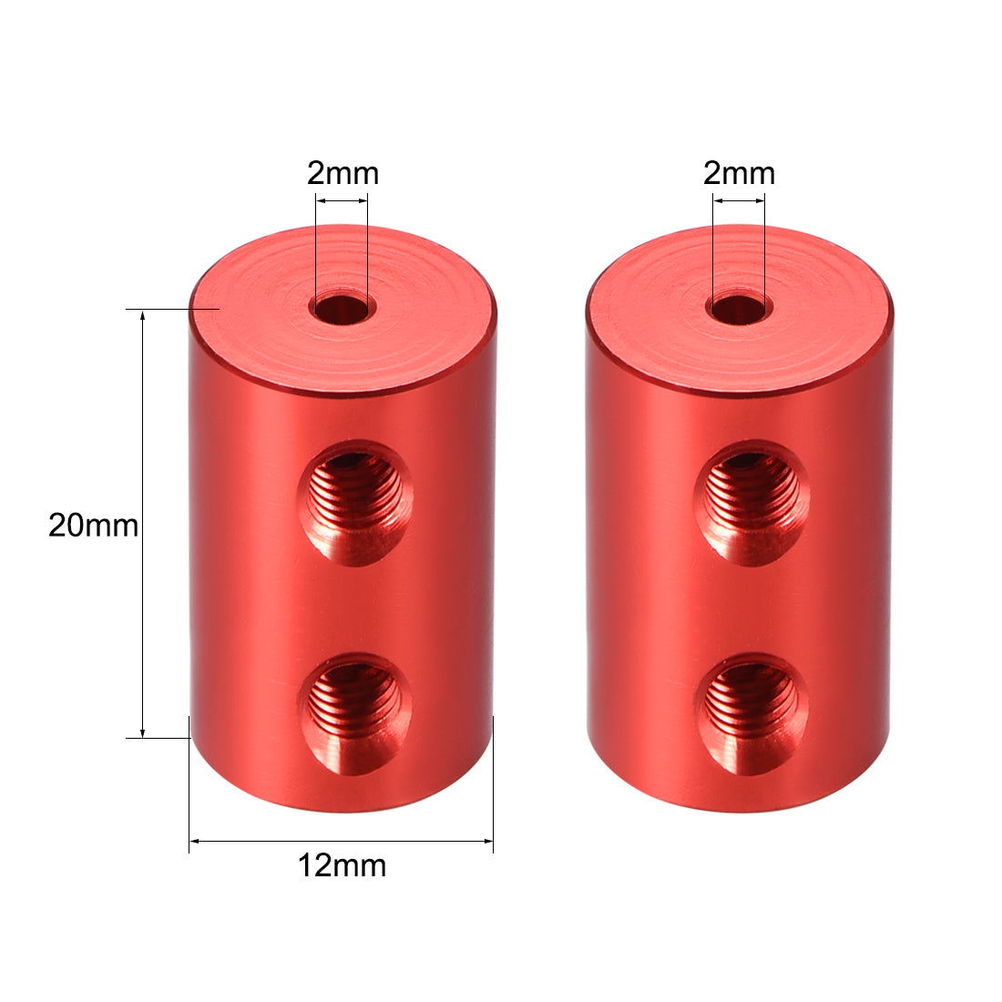 uxcell Uxcell Shaft Coupling 2mm to 2mm Bore L20xD12 Robot Motor Wheel Rigid Coupler Connector Red