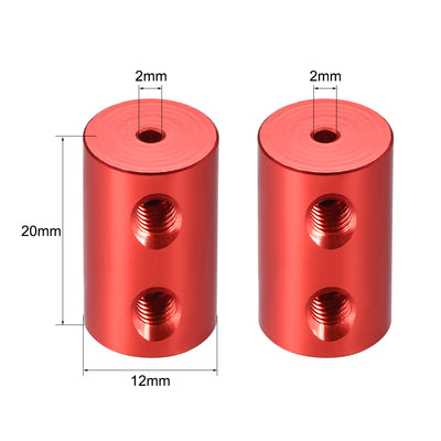 Harfington Uxcell Shaft Coupling 2mm to 2mm Bore L20xD12 Robot Motor Wheel Rigid Coupler Connector Red