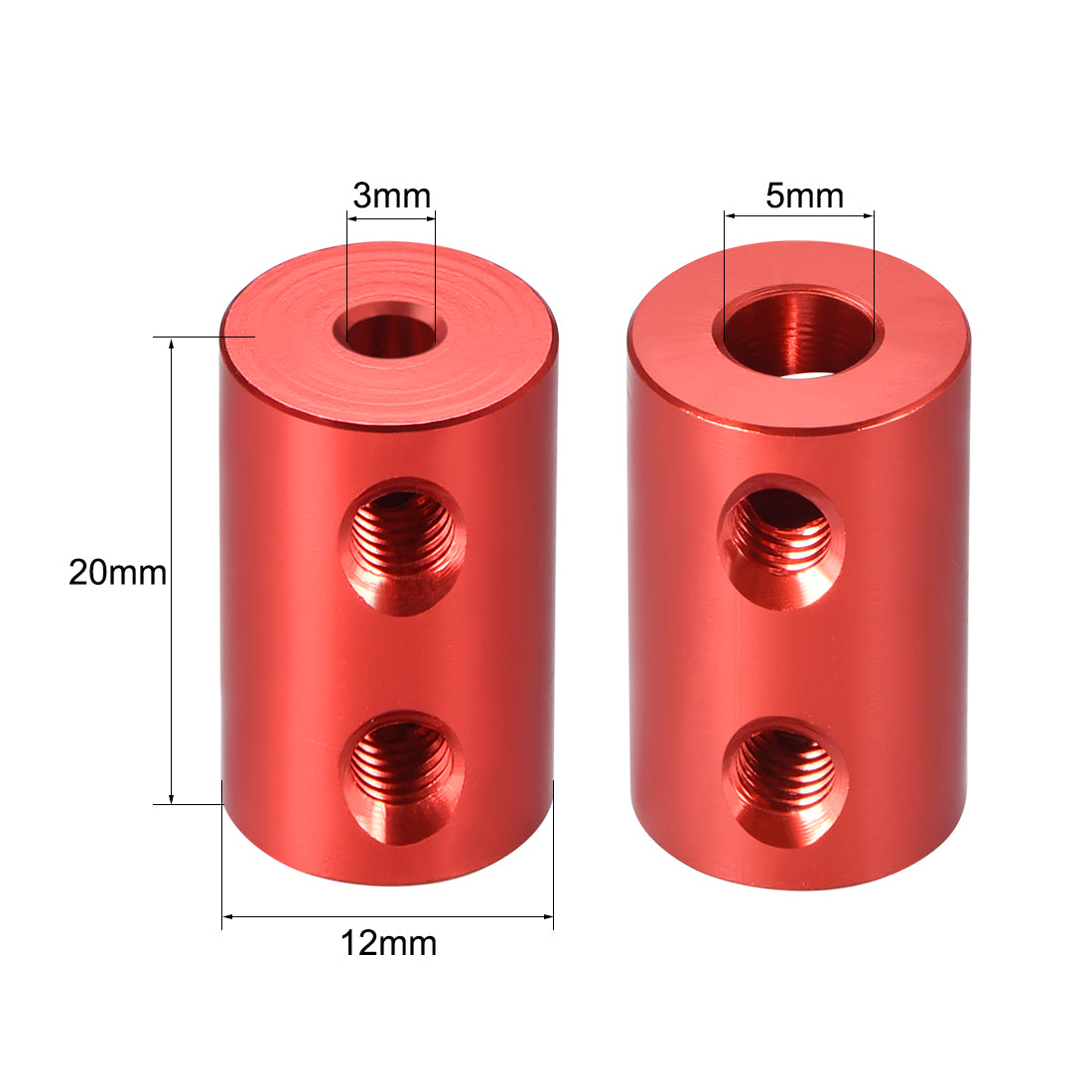 uxcell Uxcell Shaft Coupling 3mm to 5mm Bore L20xD12 Robot Motor Wheel Rigid Coupler Red
