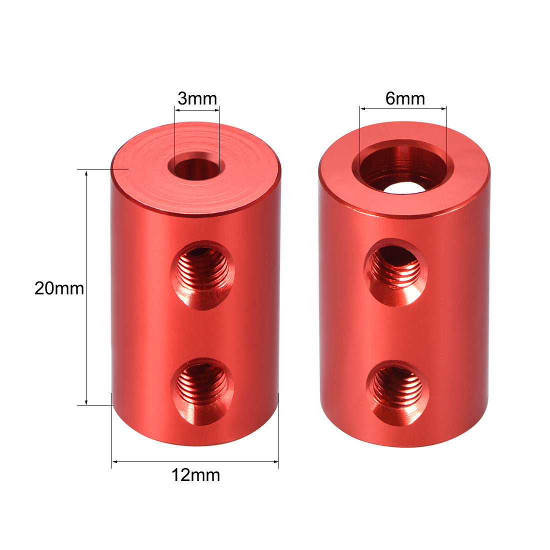 uxcell Uxcell Shaft Coupling 3mm to 6mm Bore L20xD12 Robot Motor Wheel Rigid Coupler Connector Red