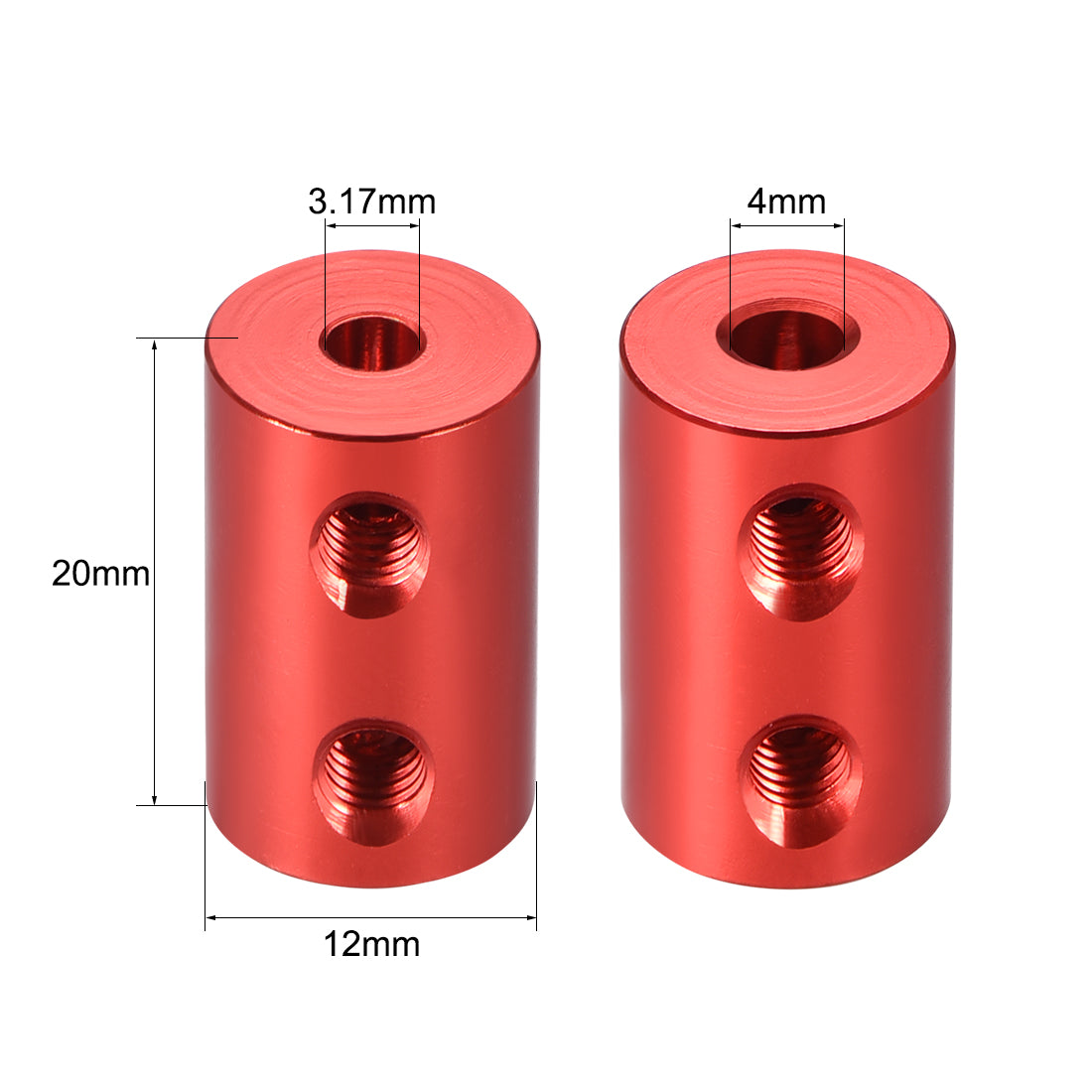 uxcell Uxcell Shaft Coupling 3.17mm to 4mm Bore L20xD12 Robot Motor Wheel Rigid Coupler Red