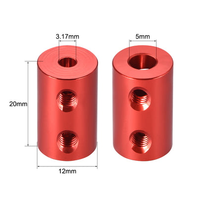 Harfington Uxcell Shaft Coupling 3.17mm to 5mm Bore L20xD12 Robot Motor Wheel Rigid Coupler Red